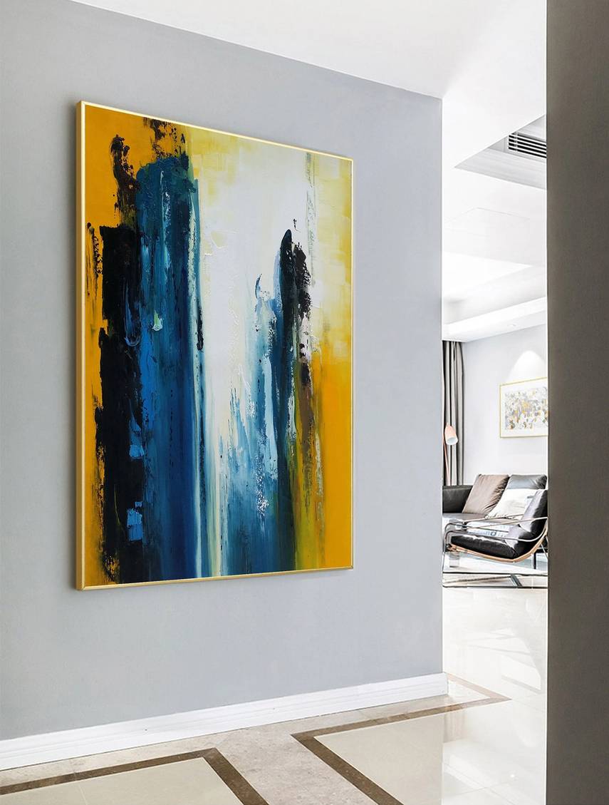 Black Living Entryway Abstract Canvas Artwork R1N1G wall art